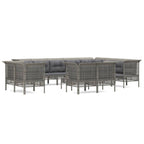 vidaXL 13-tlg. Garten-Lounge-Set mit Kissen Grau Poly Rattan