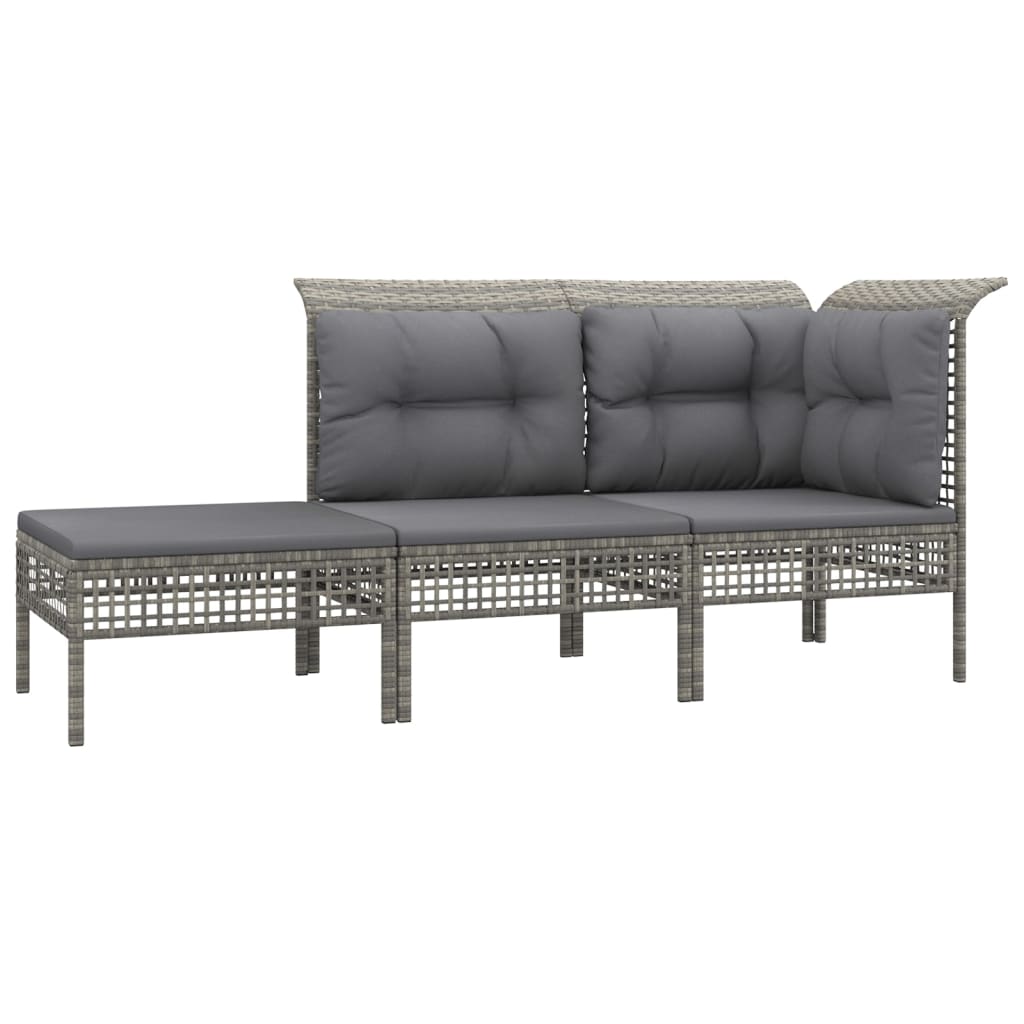 vidaXL 13-tlg. Garten-Lounge-Set mit Kissen Grau Poly Rattan