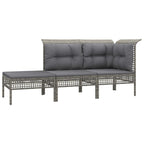 vidaXL 13-tlg. Garten-Lounge-Set mit Kissen Grau Poly Rattan