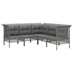 vidaXL 13-tlg. Garten-Lounge-Set mit Kissen Grau Poly Rattan