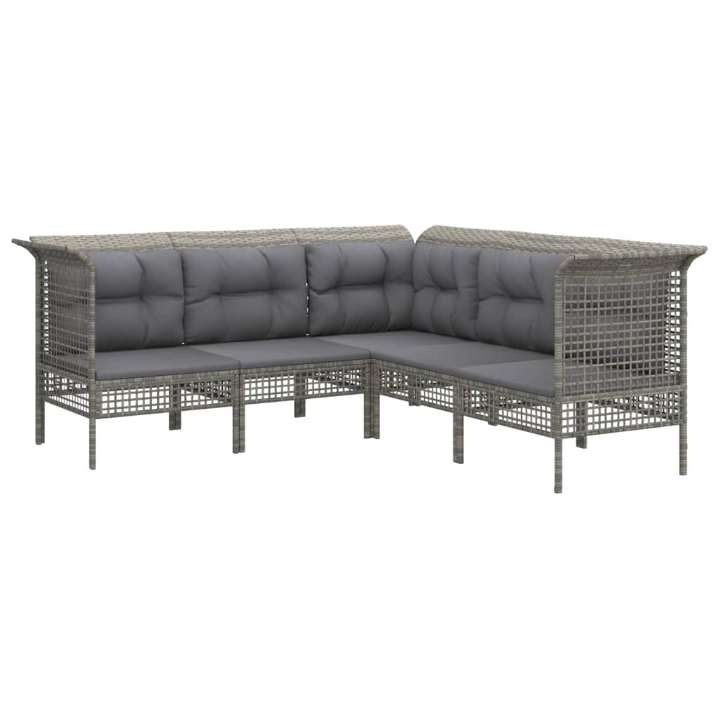vidaXL 13-tlg. Garten-Lounge-Set mit Kissen Grau Poly Rattan
