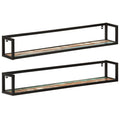 vidaXL Wandregale 2 Stk. 110x17x17 cm Altholz Massiv und Eisen