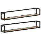 vidaXL Wandregale 2 Stk. 110x17x17 cm Altholz Massiv und Eisen