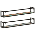 vidaXL Wandregale 2 Stk. 110x17x17 cm Altholz Massiv und Eisen