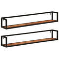 vidaXL Wandregale 2 Stk. 110x17x17 cm Massivholz Akazie und Eisen