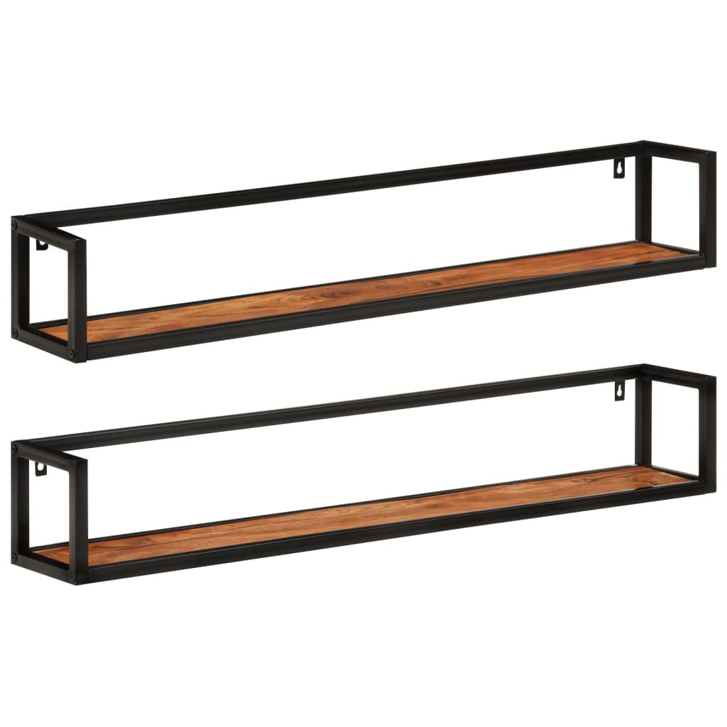 vidaXL Wandregale 2 Stk. 110x17x17 cm Massivholz Akazie und Eisen
