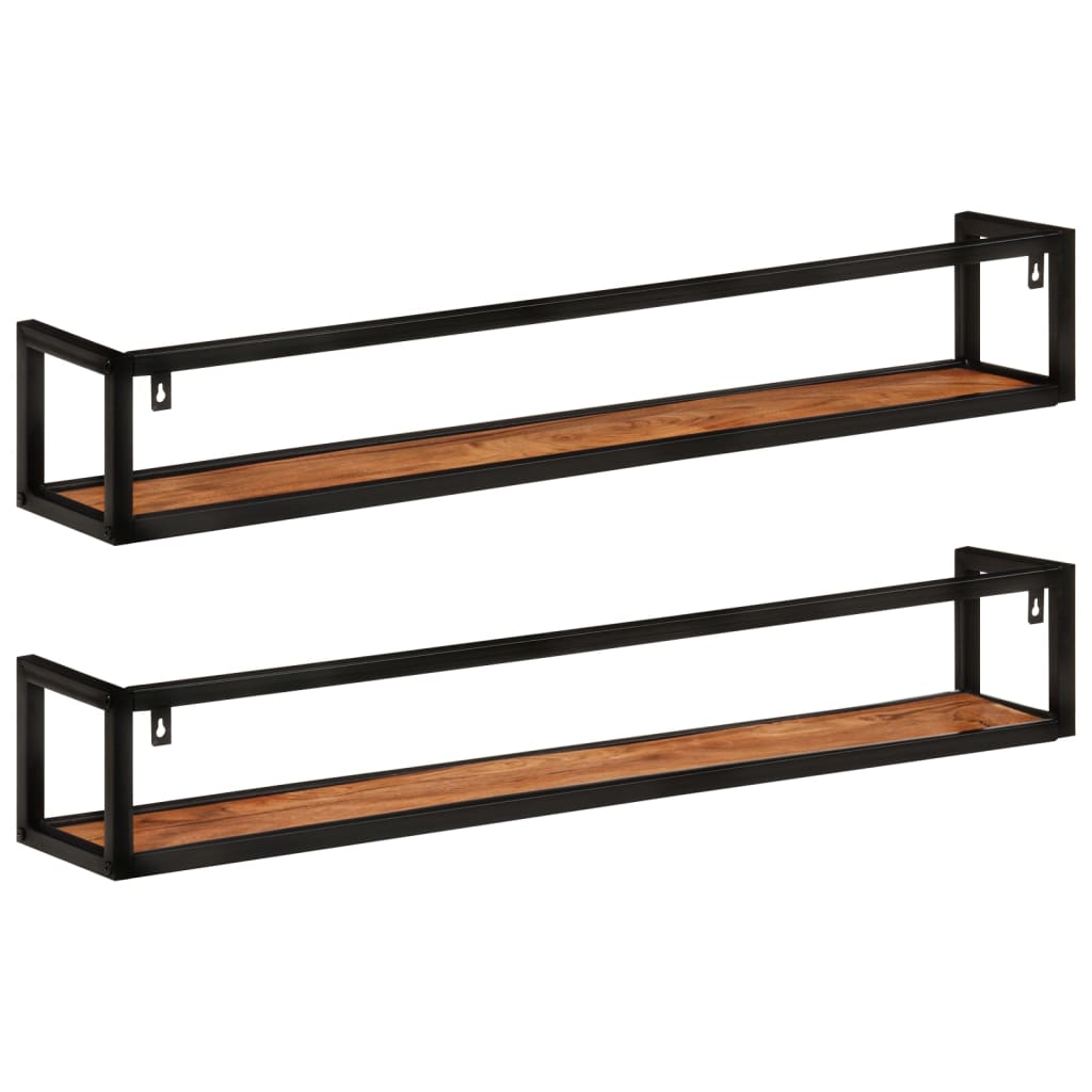 vidaXL Wandregale 2 Stk. 110x17x17 cm Massivholz Akazie und Eisen