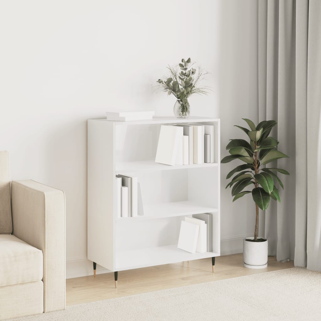 vidaXL Bücherregal Hochglanz-Weiß 100x30x51 cm Holzwerkstoff