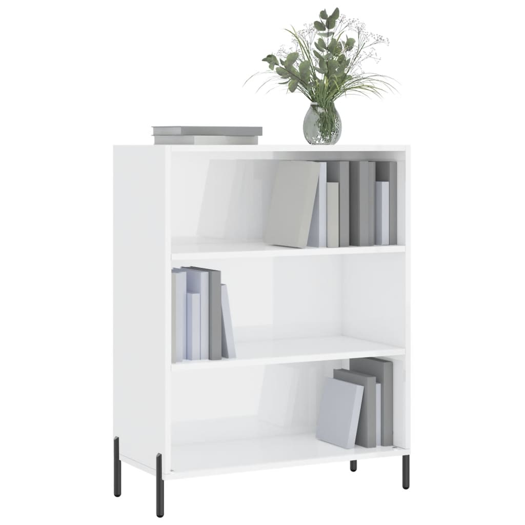 vidaXL Regalschrank Hochglanz-Weiß 69,5x32,5x90 cm Holzwerkstoff