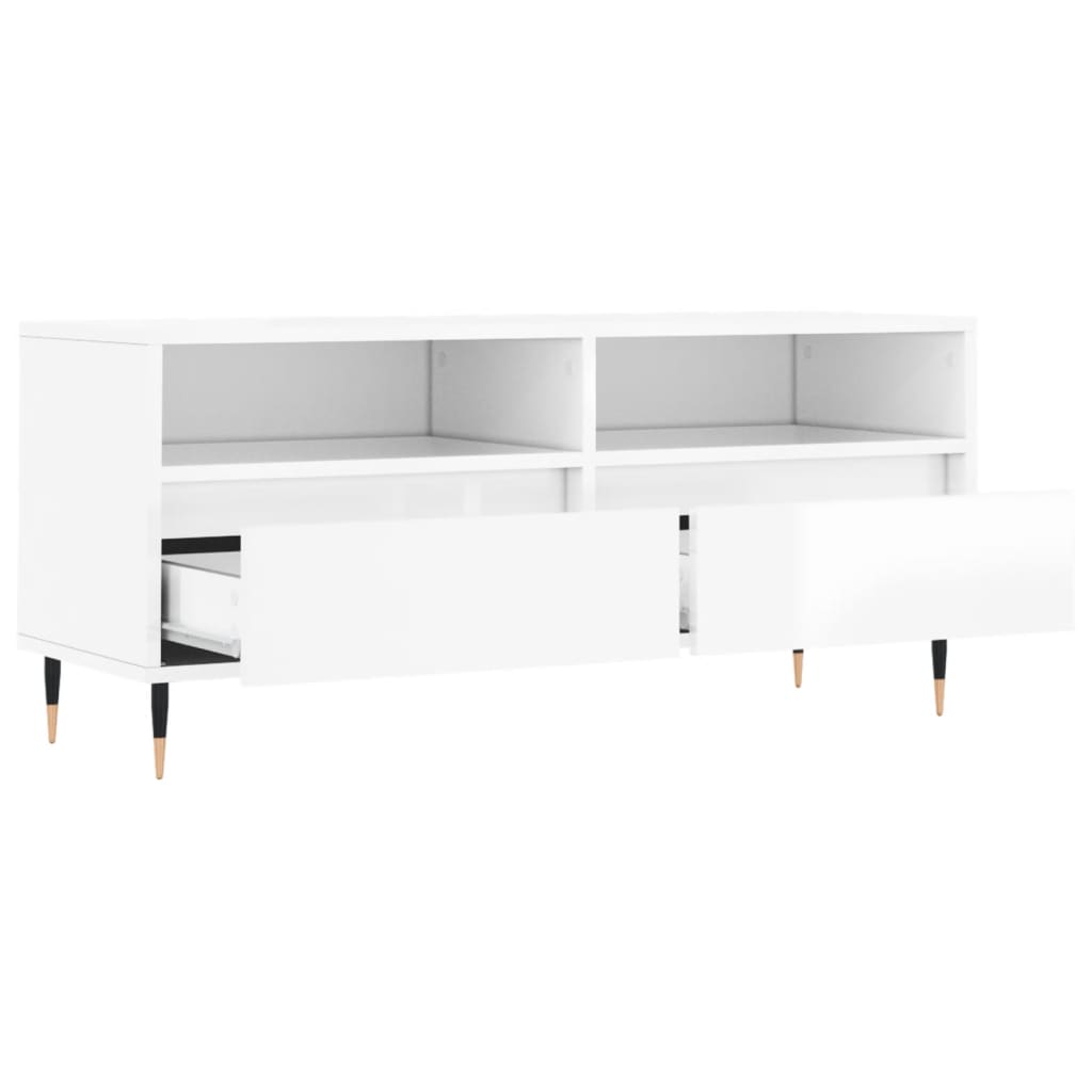 vidaXL TV-Schrank Hochglanz-Weiß 100x34,5x44,5 cm Holzwerkstoff