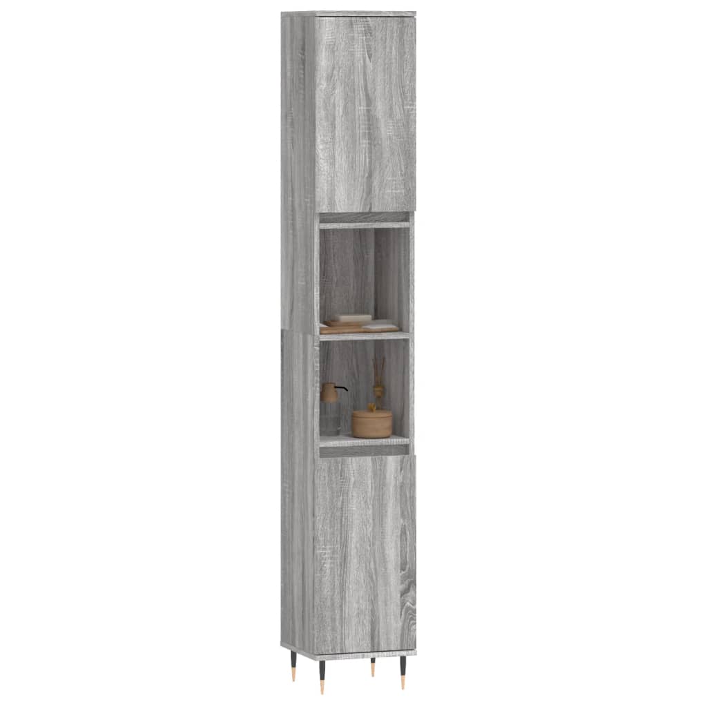 vidaXL Badschrank Grau Sonoma 30x30x190 cm Holzwerkstoff