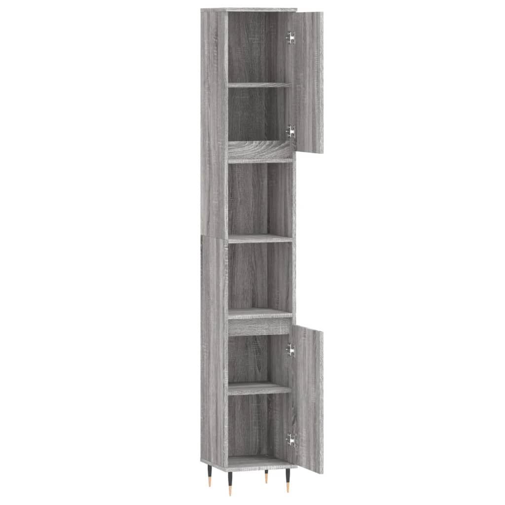 vidaXL Badschrank Grau Sonoma 30x30x190 cm Holzwerkstoff