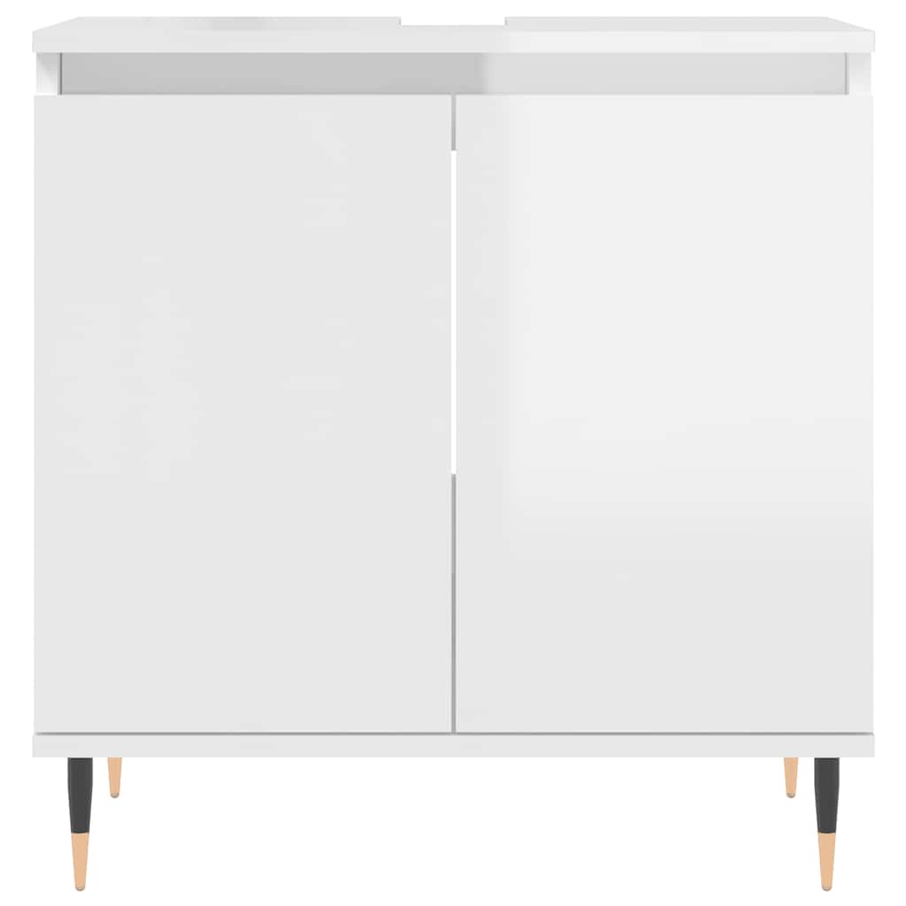 vidaXL Badschrank Hochglanz-Weiß 58x33x60 cm Holzwerkstoff