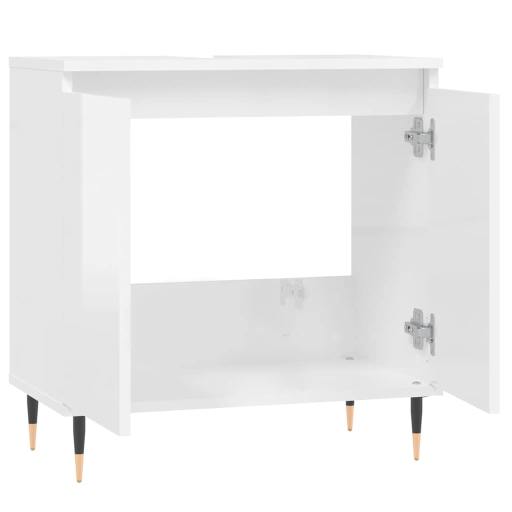 vidaXL Badschrank Hochglanz-Weiß 58x33x60 cm Holzwerkstoff
