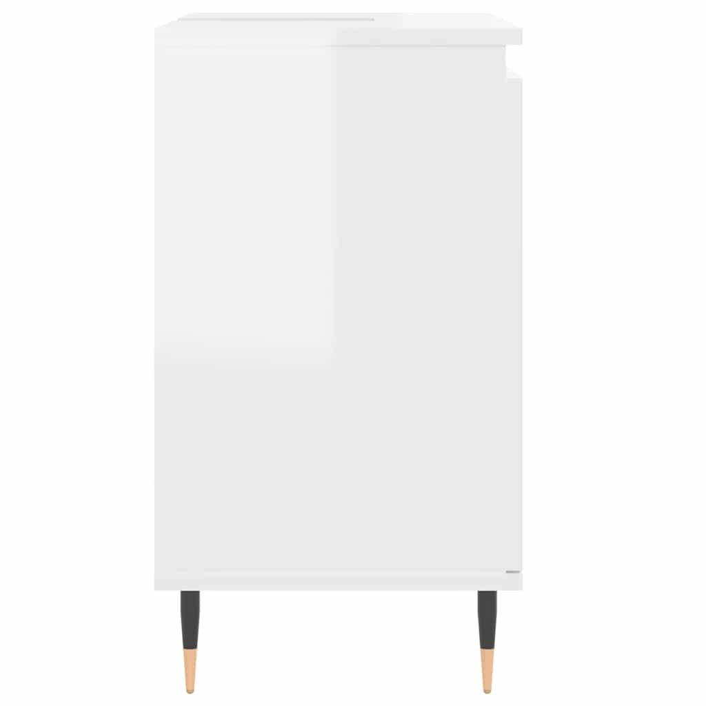 vidaXL Badschrank Hochglanz-Weiß 58x33x60 cm Holzwerkstoff