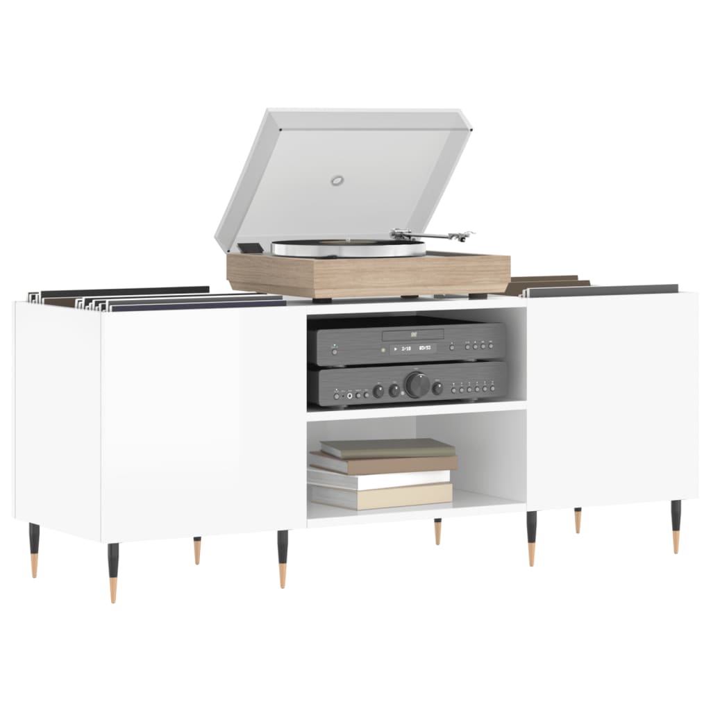 vidaXL Plattenschrank Hochglanz-Weiß 121x38x48 cm Holzwerkstoff