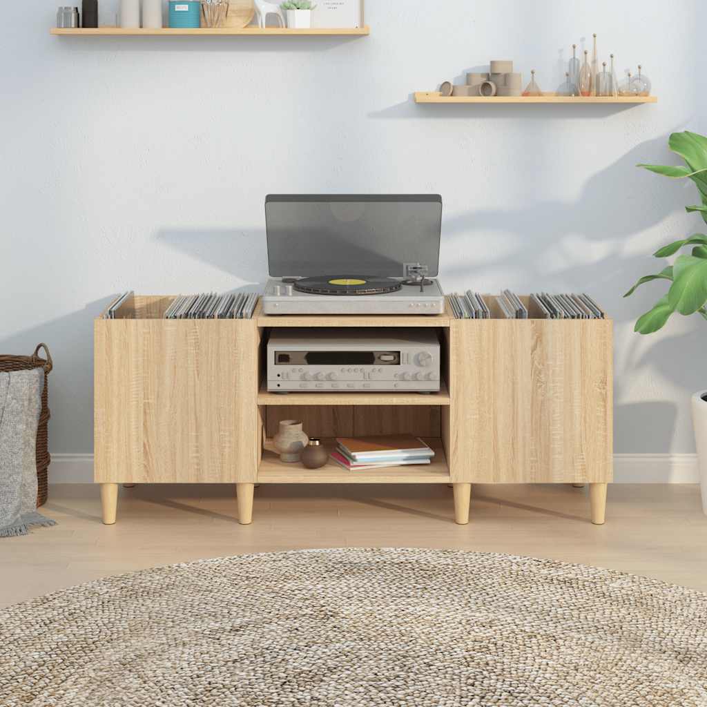 vidaXL Schallplattenschrank Sonoma-Eiche 121 x 38 x 48 cm Holzwerkstoff