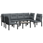 vidaXL 7-tlg. Garten-Lounge-Set Schwarz und Grau Poly Rattan