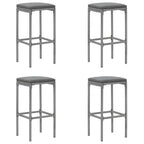 vidaXL 5-tlg. Gartenbar-Set mit Kissen Grau Poly Rattan