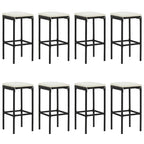 vidaXL 9-tlg. Gartenbar-Set mit Kissen Schwarz Poly Rattan