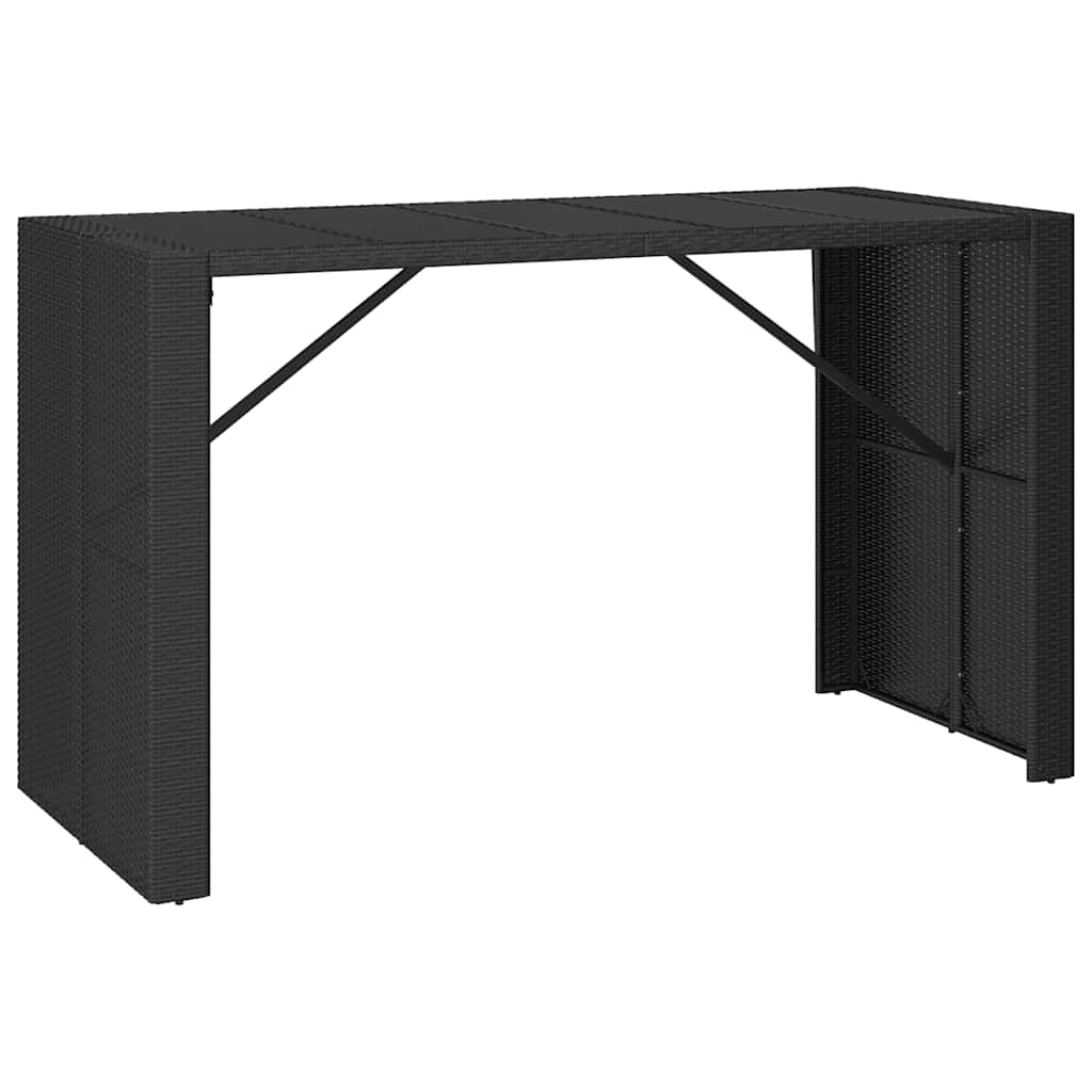 vidaXL 9-tlg. Gartenbar-Set mit Kissen Schwarz Poly Rattan