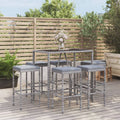 vidaXL 7-tlg. Gartenbar-Set mit Kissen Schwarz Poly Rattan