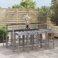 vidaXL 9-tlg. Gartenbar-Set mit Kissen Schwarz Poly Rattan