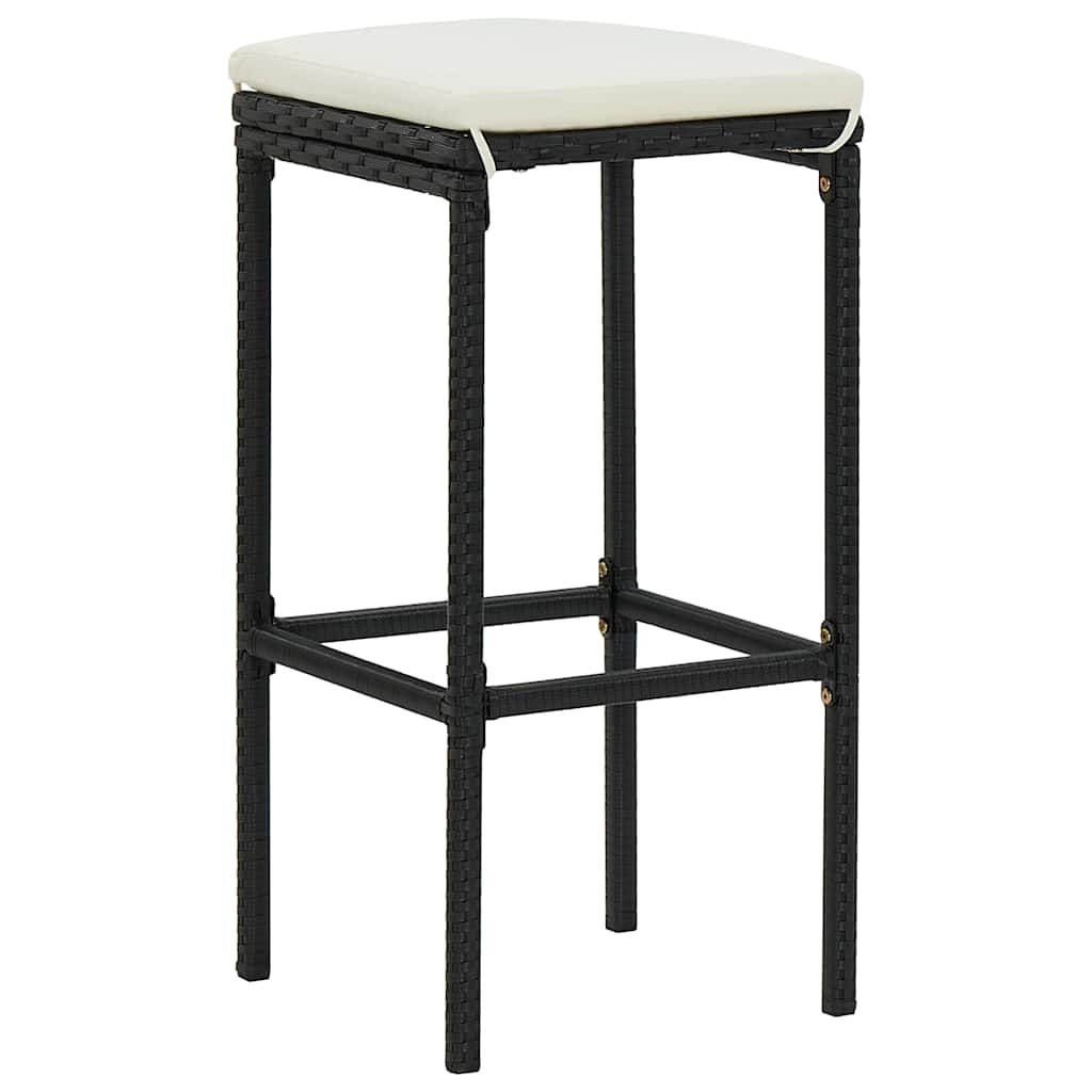 vidaXL 11-tlg. Gartenbar-Set mit Kissen Schwarz Poly Rattan