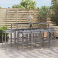 vidaXL 11-tlg. Gartenbar-Set mit Kissen Schwarz Poly Rattan