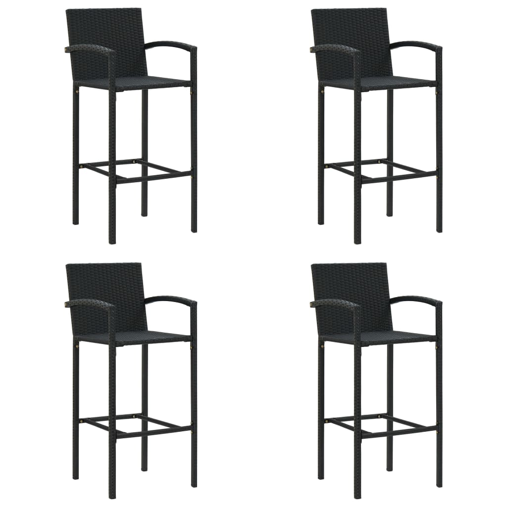 vidaXL 5-tlg. Gartenbar-Set Schwarz Poly Rattan