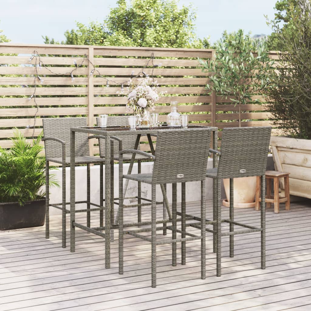 vidaXL 5-tlg. Gartenbar-Set Schwarz Poly Rattan