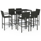 vidaXL 7-tlg. Gartenbar-Set Schwarz Poly Rattan