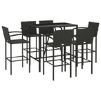 vidaXL 7-tlg. Gartenbar-Set Schwarz Poly Rattan