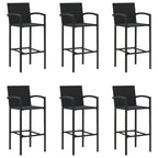 vidaXL 7-tlg. Gartenbar-Set Schwarz Poly Rattan