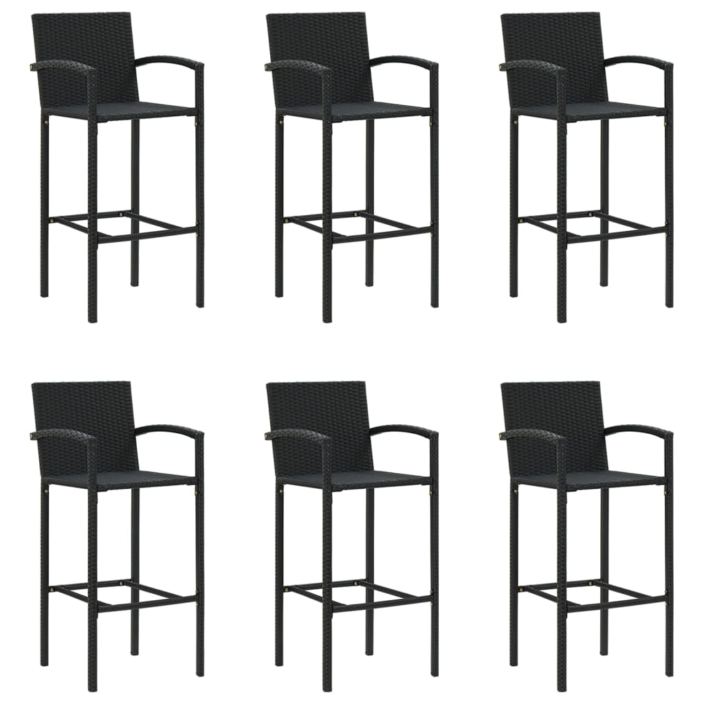 vidaXL 7-tlg. Gartenbar-Set Schwarz Poly Rattan