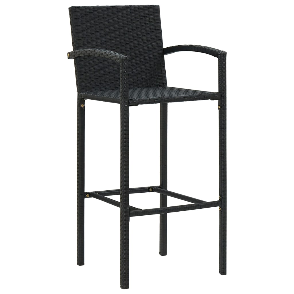 vidaXL 7-tlg. Gartenbar-Set Schwarz Poly Rattan