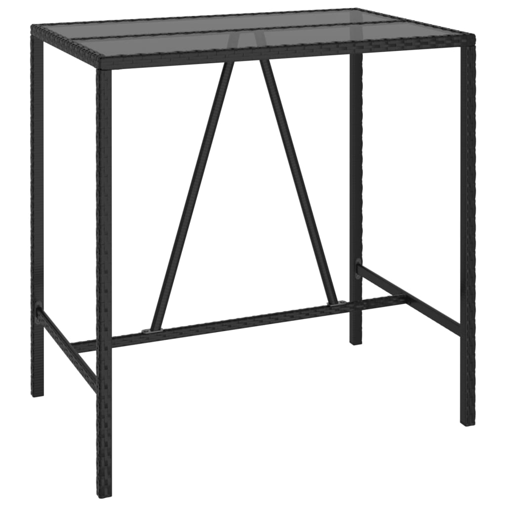 vidaXL 7-tlg. Gartenbar-Set Schwarz Poly Rattan