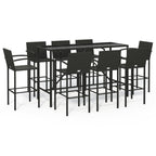 vidaXL 9-tlg. Gartenbar-Set Schwarz Poly Rattan