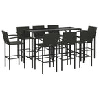 vidaXL 9-tlg. Gartenbar-Set Schwarz Poly Rattan