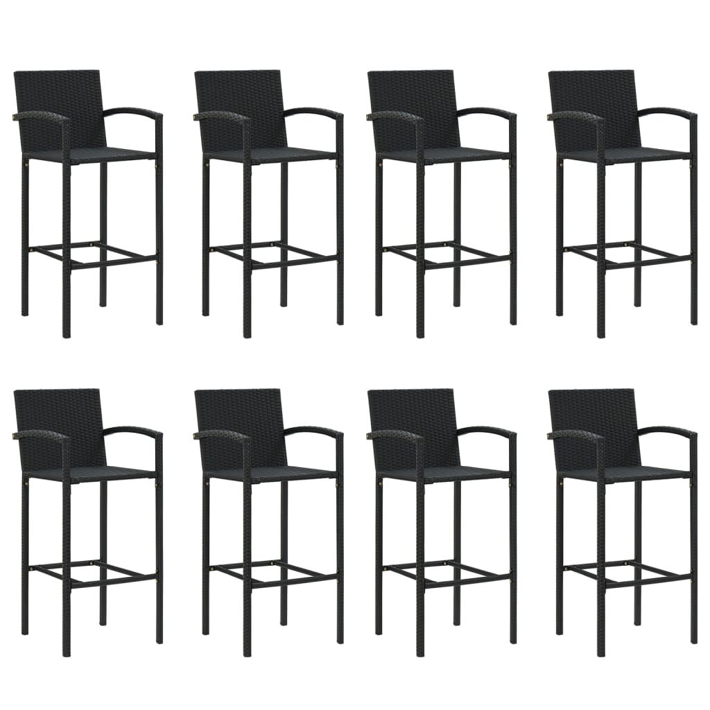 vidaXL 9-tlg. Gartenbar-Set Schwarz Poly Rattan