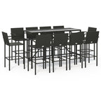 vidaXL 11-tlg. Gartenbar-Set Schwarz Poly Rattan