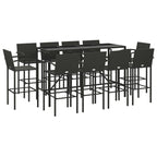 vidaXL 11-tlg. Gartenbar-Set Schwarz Poly Rattan