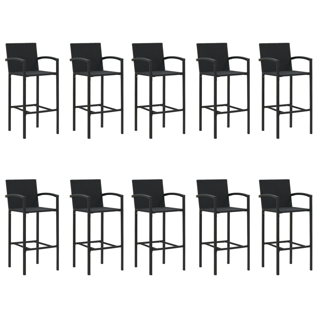 vidaXL 11-tlg. Gartenbar-Set Schwarz Poly Rattan