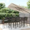 vidaXL 11-tlg. Gartenbar-Set Schwarz Poly Rattan