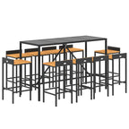 vidaXL 11-tlg. Gartenbar-Set Schwarz Poly Rattan & Massivholz Akazie