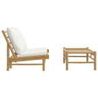 vidaXL 2-tlg. Garten-Lounge-Set mit Cremeweißen Kissen Bambus