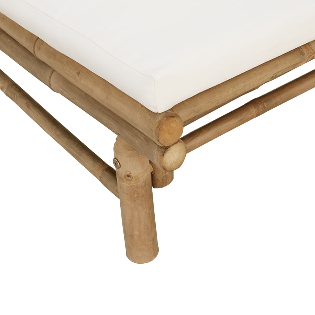 vidaXL 2-tlg. Garten-Lounge-Set mit Cremeweißen Kissen Bambus