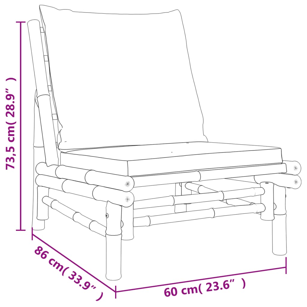 vidaXL Gartenstühle 2 Stk. mit Dunkelgrauen Kissen Bambus