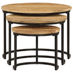 vidaXL Satztische 3 Stk. Raues Massivholz Mango