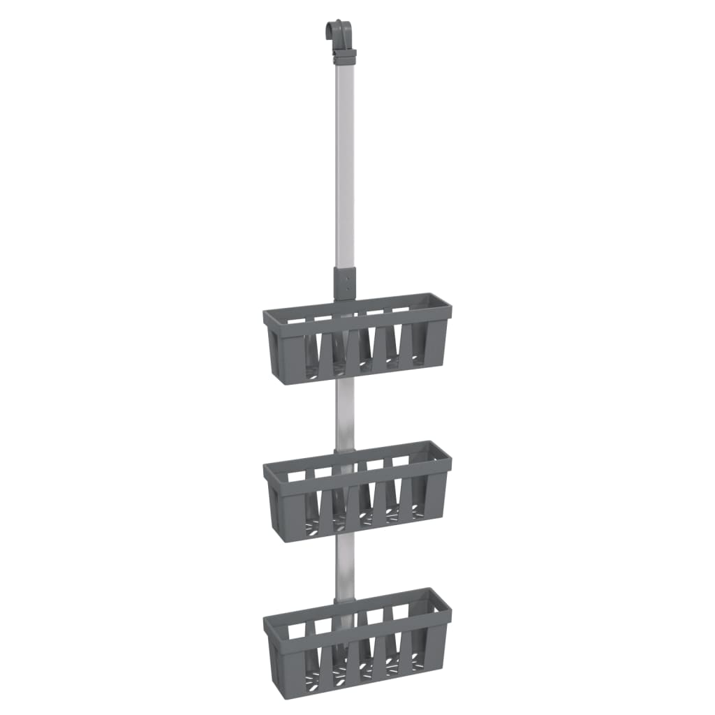 vidaXL Duschregal zum Hängen 30x15x(67-105) cm Aluminium